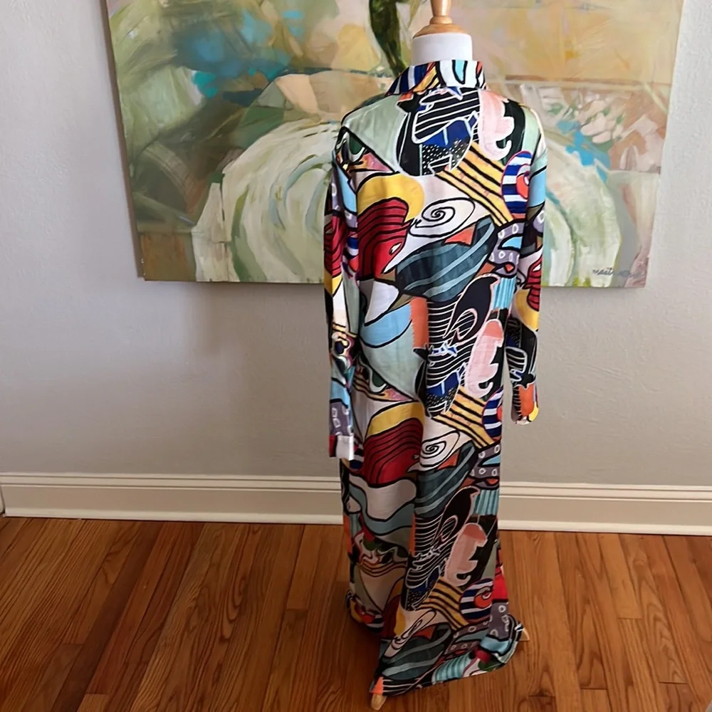JUST DARVINY French Dress Fiji MD/LG button down shirt dress - Picture 12 of 16